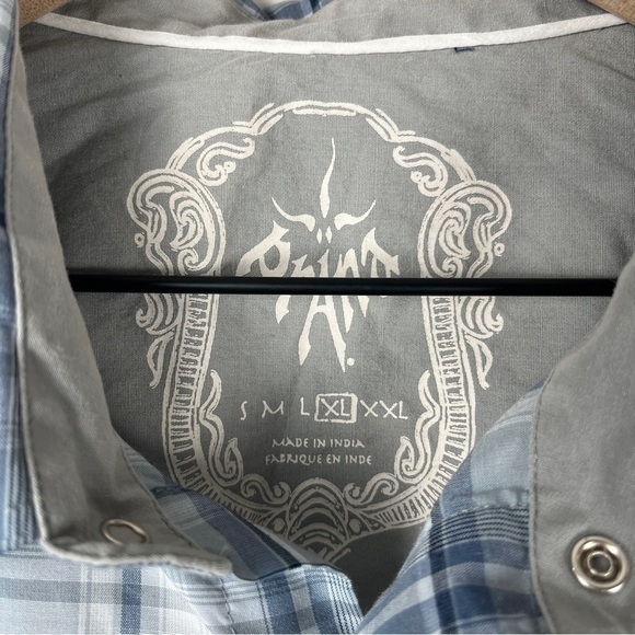 PRANA Men's Plaid Short Sleeve Breathe Snap Closure Shirt Blue/Gray Size X-Large - Picture 4 of 9